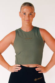 Passion Ribbed Crop Top Olive Green